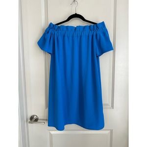 Pleione Off The Shoulder Ruffled Neckline Blue Dress Sz. XS